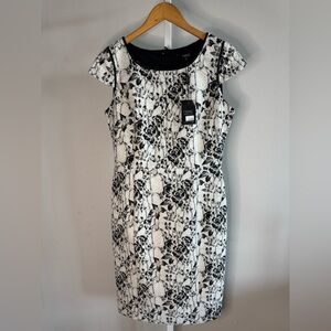 Next UK Black and White Floral Midi Dress